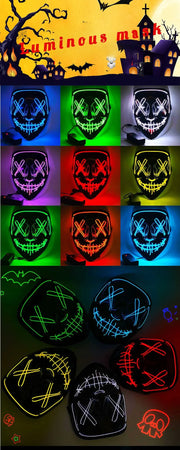 Halloween Neon Led Purge Mask Masque Masquerade Party Masks Light Grow in the Dark Horror Mask Glowing Masker