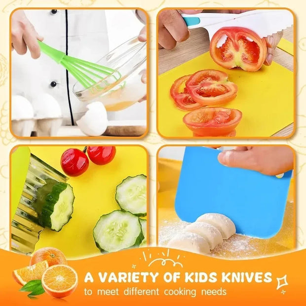 13 Pcs Montessori Kitchen Tools for Toddlers-Kids Cooking Sets Real-Toddler Safe Knives Set Knife Peeler Cooking with Plastic