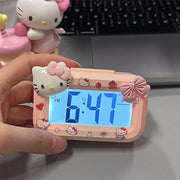 Sanrio Hello Kitty Alarm Clock Cartoon Mini Kitty Cat Noctilucent Alarms Clocks Dormitory Desktop Ornament Student Alarm Clocks
