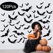 Halloween 3D Black Bat Wall Stickers For Home Room Indoor Decoration Scary Props Kids Party Favors Wall Decals Window Sticker