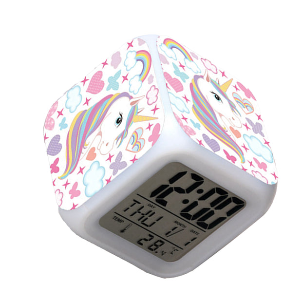 Kids Night Light Alarm Clocks Easy Setting Cube Wake Up Clocks for Girls Women Children Gifts