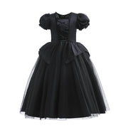 Halloween Ghost Costume Black Fancy Lace Witch Dress For Kids