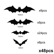 Halloween 3D Black Bat Wall Stickers For Home Room Indoor Decoration Scary Props Kids Party Favors Wall Decals Window Sticker