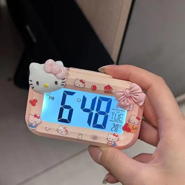 Lovely Hello Kitty Alarm Clock Anime Noctilucent Alarms Clocks Cartoon cute Dormitory Clocks Desktop Decoration Kids Gift