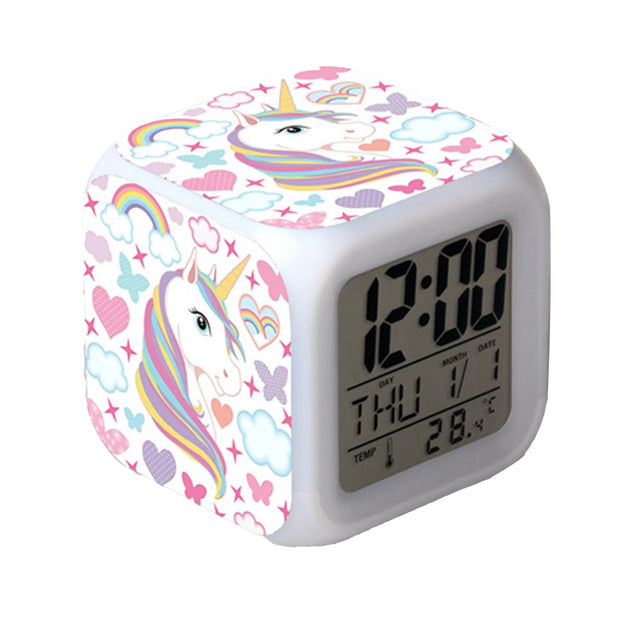 Kids Night Light Alarm Clocks Easy Setting Cube Wake Up Clocks for Girls Women Children Gifts