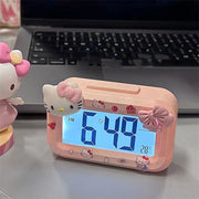 Sanrio Hello Kitty Alarm Clock Cartoon Mini Kitty Cat Noctilucent Alarms Clocks Dormitory Desktop Ornament Student Alarm Clocks