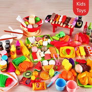 Children Pretend Play Kitchen Toy Simulation Food Vegetable Barbecue Cooking Sets Education Play House Interactive Toys For Girl
