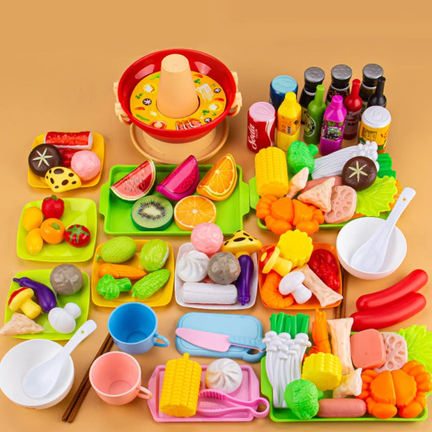 Children Pretend Play Kitchen Toy Simulation Food Vegetable Barbecue Cooking Sets Education Play House Interactive Toys For Girl