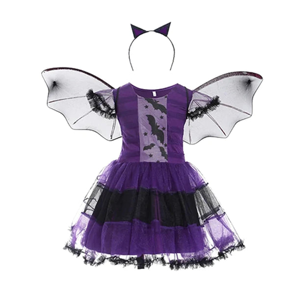 Halloween Girls Witch Cosplay Costume LED Light Carnival Tutu Party Dress