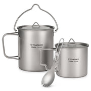 TOMSHOO Ultralight 750ml Titanium Pot Portable Titanium Water Mug Cup with Lid and Foldable Handle Outdoor Camping Cooking Sets