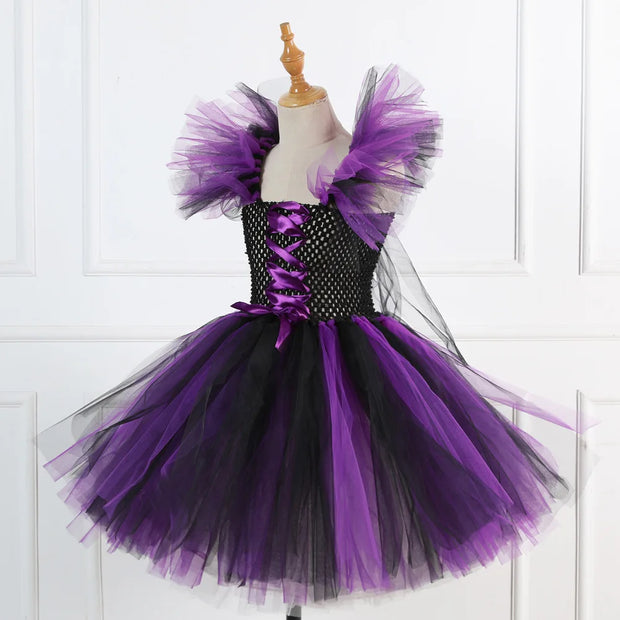 Halloween Girls Witch Cosplay Costume LED Light Carnival Tutu Party Dress
