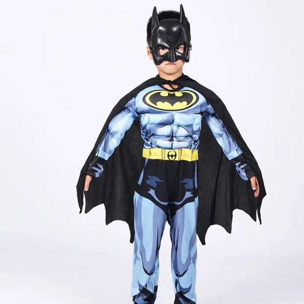Kids boy Bat Costume with Mask and Cape Halloween Cosplay Costume Movie Character Jumpsuit Bat Dark Knight Rises Dress Up