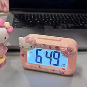 Sanrio Hello Kitty Alarm Clock Cartoon Mini Kitty Cat Noctilucent Alarms Clocks Dormitory Desktop Ornament Student Alarm Clocks