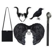 Maleficent Halloween Black Ghost Costume With Short Sleeve Fancy Lace Witch Dress For Kids