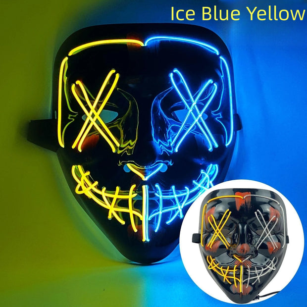 Halloween Neon Led Purge Mask Masque Masquerade Party Masks Light Grow in the Dark Horror Mask Glowing Masker