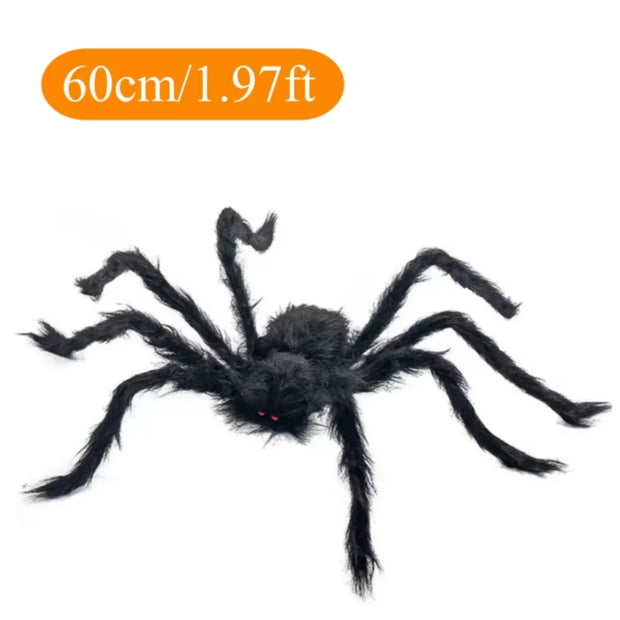 Halloween Plush Spider, 30-200cm Outdoor Giant Spider Decor Chamber Prank Black Spider, Horror Halloween Decoration Party Prop