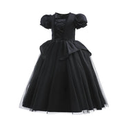 Halloween Ghost Costume Black Fancy Lace Witch Dress For Kids