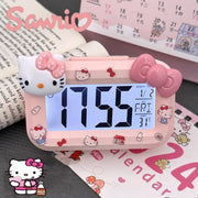 Cute Hello Kitty Alarm Clock Anime Sanrio Noctilucent Alarms Clocks Cartoon Kawaii Dormitory Clocks Desktop Decoration Kids Gift