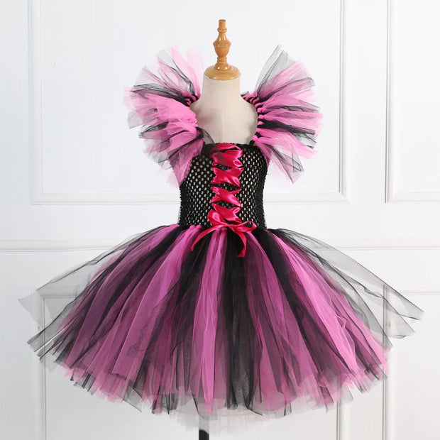 Halloween Girls Witch Cosplay Costume LED Light Carnival Tutu Party Dress