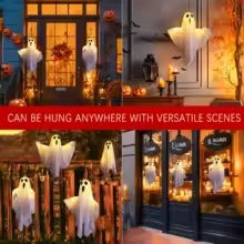 Halloween Decorations 19.6" Hanging Ghosts Light Up Kit Decor Indoor Bedroom Wall Outdoor Garden