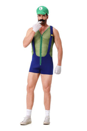 Halloween Adult Anime Cosplay Costume With Hat Men Sexy Costume Red Blue Plumber Brother Fancy Set Carnival Party Dress Up