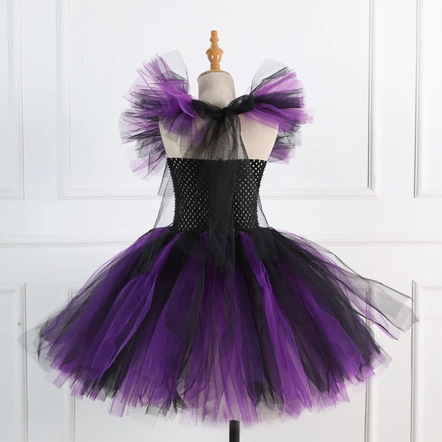 Halloween Girls Witch Cosplay Costume LED Light Carnival Tutu Party Dress