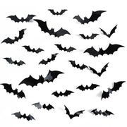 Halloween 3D Black Bat Wall Stickers For Home Room Indoor Decoration Scary Props Kids Party Favors Wall Decals Window Sticker