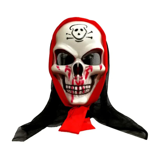 Halloween Kids Red Eyes with Hooded Cape and Scythe Props Scary Grim Reaper Kids Mask Gloves Costume Easter Rave Robe