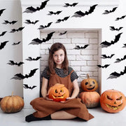 Halloween 3D Black Bat Wall Stickers For Home Room Indoor Decoration Scary Props Kids Party Favors Wall Decals Window Sticker