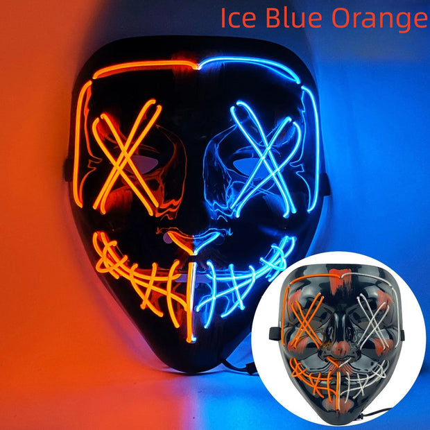 Halloween Neon Led Purge Mask Masque Masquerade Party Masks Light Grow in the Dark Horror Mask Glowing Masker