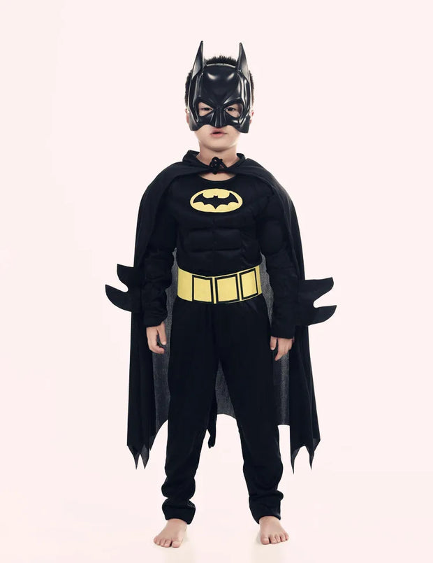 Kids boy Bat Costume with Mask and Cape Halloween Cosplay Costume Movie Character Jumpsuit Bat Dark Knight Rises Dress Up