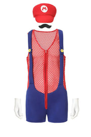 Halloween Adult Anime Cosplay Costume With Hat Men Sexy Costume Red Blue Plumber Brother Fancy Set Carnival Party Dress Up