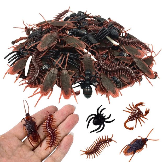 12/48pcs Halloween Simulation Bug Cockroach Spider Centipede Scorpion Plastics Prank Bug Funny Halloween DIY Decoration TMZ