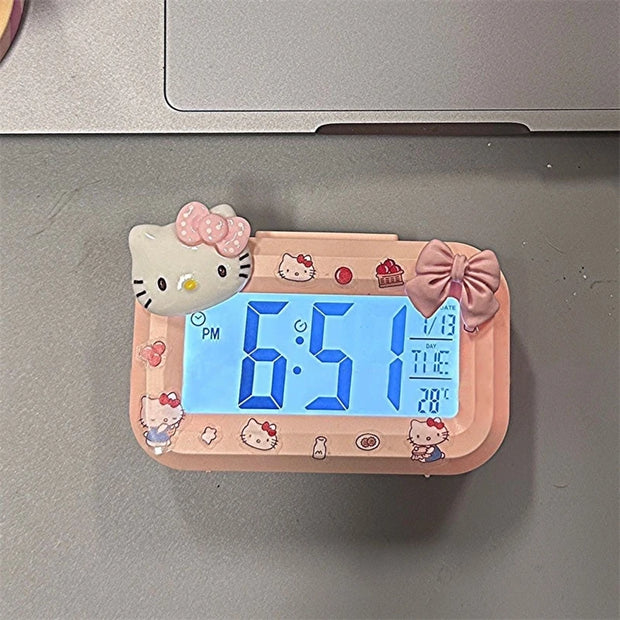 Sanrio Hello Kitty Alarm Clock Cartoon Mini Kitty Cat Noctilucent Alarms Clocks Dormitory Desktop Ornament Student Alarm Clocks
