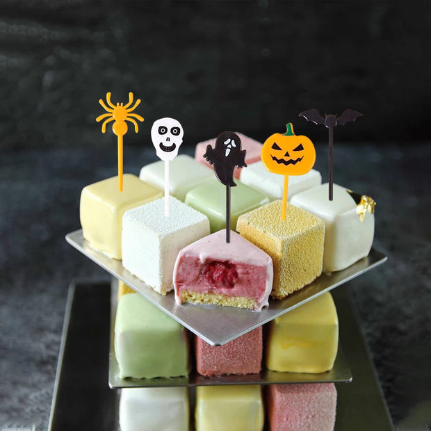 20/10PCS Plastic Halloween Toothpicks Mixed style Ghost Bat Spider Fruit Toothpicks Halloween Cupcake Party Decoration