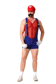 Halloween Adult Anime Cosplay Costume With Hat Men Sexy Costume Red Blue Plumber Brother Fancy Set Carnival Party Dress Up