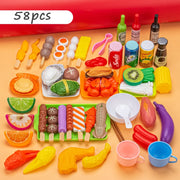 Children Pretend Play Kitchen Toy Simulation Food Vegetable Barbecue Cooking Sets Education Play House Interactive Toys For Girl