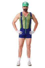 Halloween Adult Anime Cosplay Costume With Hat Men Sexy Costume Red Blue Plumber Brother Fancy Set Carnival Party Dress Up