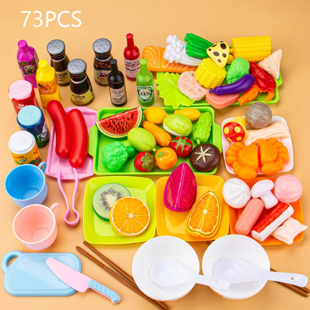 Children Pretend Play Kitchen Toy Simulation Food Vegetable Barbecue Cooking Sets Education Play House Interactive Toys For Girl
