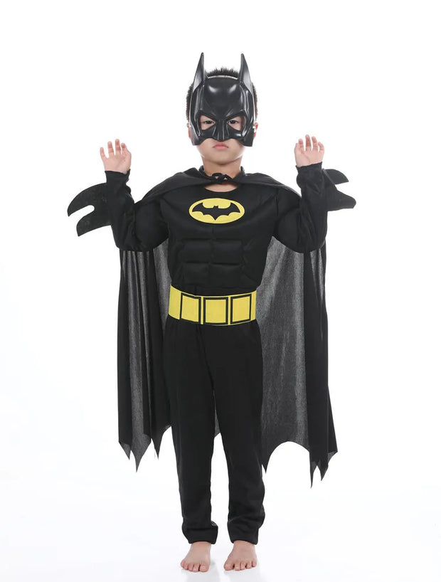 Kids boy Bat Costume with Mask and Cape Halloween Cosplay Costume Movie Character Jumpsuit Bat Dark Knight Rises Dress Up