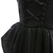 Halloween Ghost Costume Black Fancy Lace Witch Dress For Kids