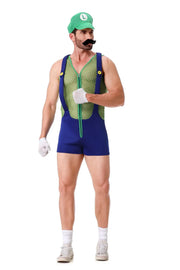 Halloween Adult Anime Cosplay Costume With Hat Men Sexy Costume Red Blue Plumber Brother Fancy Set Carnival Party Dress Up