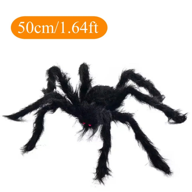Halloween Plush Spider, 30-200cm Outdoor Giant Spider Decor Chamber Prank Black Spider, Horror Halloween Decoration Party Prop