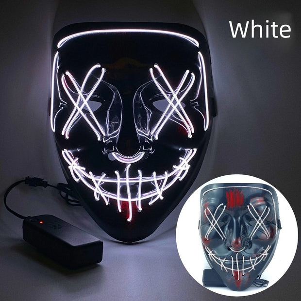 Halloween Neon Led Purge Mask Masque Masquerade Party Masks Light Grow in the Dark Horror Mask Glowing Masker