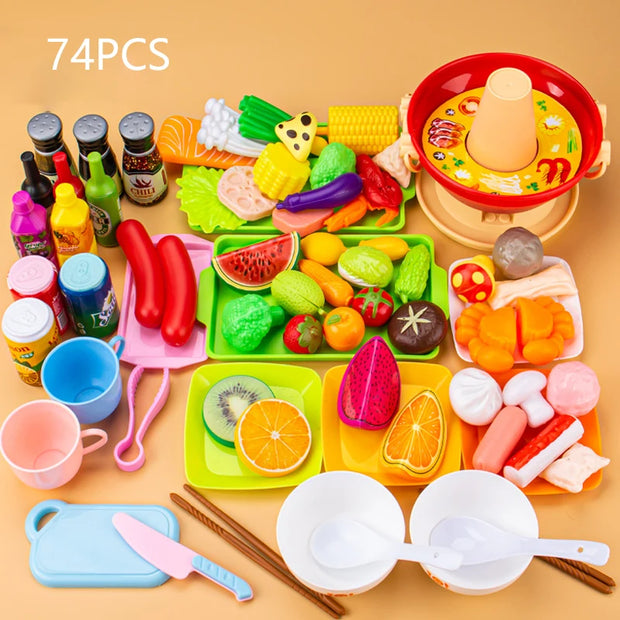 Children Pretend Play Kitchen Toy Simulation Food Vegetable Barbecue Cooking Sets Education Play House Interactive Toys For Girl