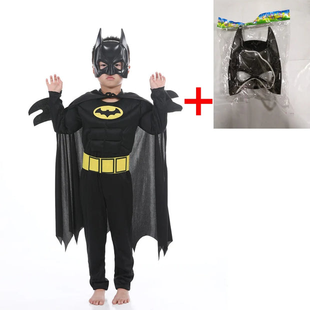 Kids boy Bat Costume with Mask and Cape Halloween Cosplay Costume Movie Character Jumpsuit Bat Dark Knight Rises Dress Up