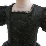 Maleficent Halloween Black Ghost Costume With Short Sleeve Fancy Lace Witch Dress For Kids