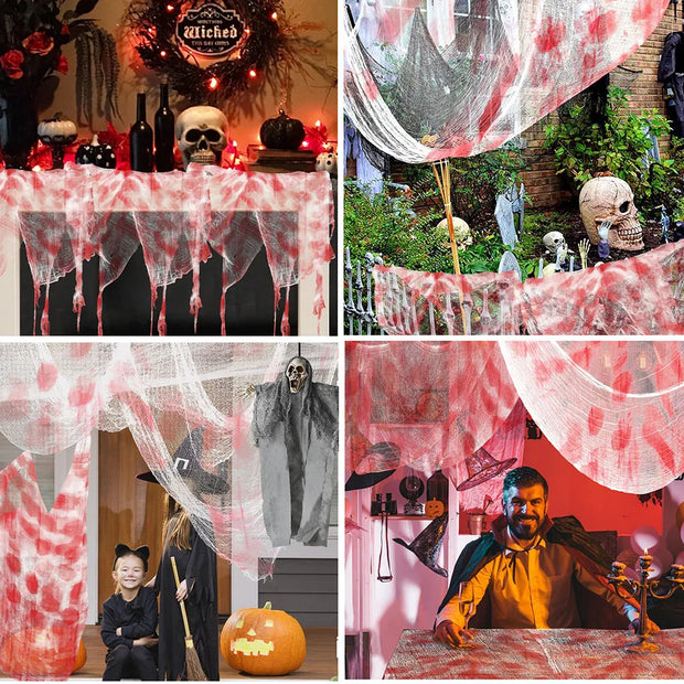 Halloween Decorations,Horror Bloody Gauze Spider Web,Creepy Party Decoration,Halloween Haunted House Party Props