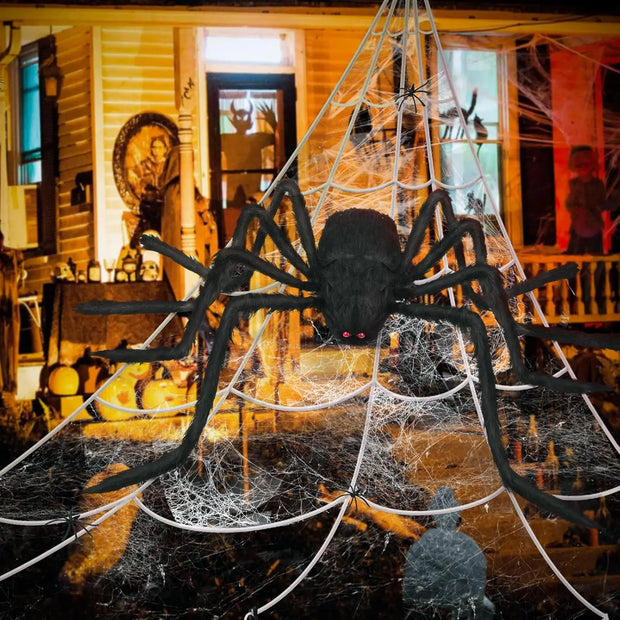 Halloween Plush Spider, 30-200cm Outdoor Giant Spider Decor Chamber Prank Black Spider, Horror Halloween Decoration Party Prop