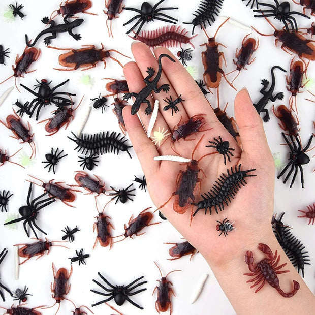 12/48pcs Halloween Simulation Bug Cockroach Spider Centipede Scorpion Plastics Prank Bug Funny Halloween DIY Decoration TMZ